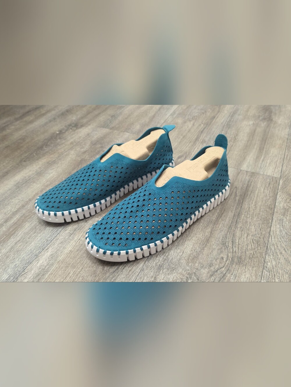 Ilse Jacobsen Teal Perforated Slip-On Women's Loafers